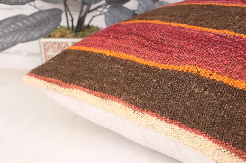 18x18 Orange Pillow Cover, Throw Kilim Pillow, Kilim Pillow, Cushion, Decorative Pillow Cover, Kilim Cushion Sham, Decorative Bolster Pillow - 7