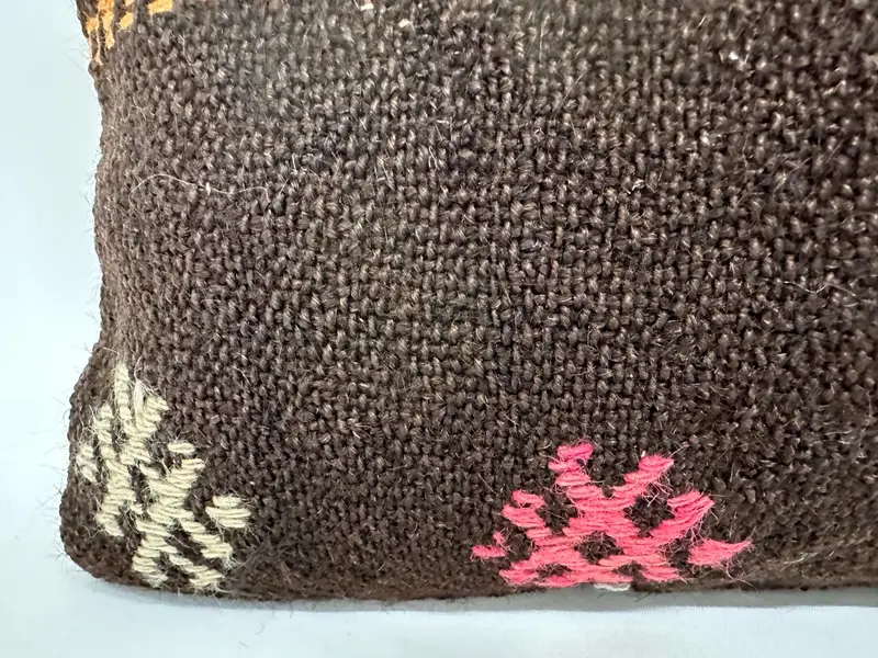 Pillow Sham, Retro Throw Cushion Cover, Vintage Pillow, 12x48 Brown Cushion Case, Handmade Kilim Cushion, Kilim Cushion Sham, Kilim Pillow Cover - 4