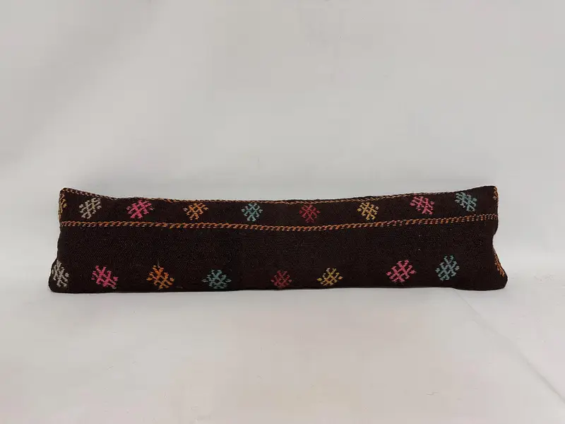 Pillow Sham, Retro Throw Cushion Cover, Vintage Pillow, 12x48 Brown Cushion Case, Handmade Kilim Cushion, Kilim Cushion Sham, Kilim Pillow Cover - 1