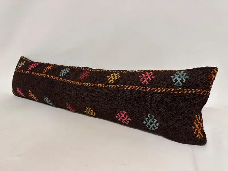 Pillow Sham, Retro Throw Cushion Cover, Vintage Pillow, 12x48 Brown Cushion Case, Handmade Kilim Cushion, Kilim Cushion Sham, Kilim Pillow Cover - 3