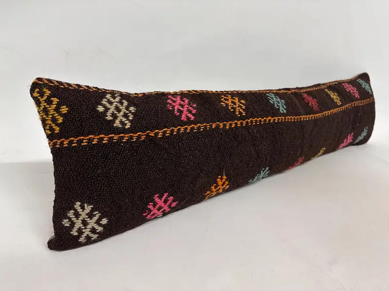 Pillow Sham, Retro Throw Cushion Cover, Vintage Pillow, 12x48 Brown Cushion Case, Handmade Kilim Cushion, Kilim Cushion Sham, Kilim Pillow Cover - 2