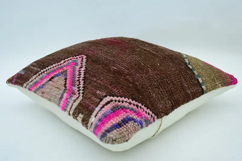 Neutral Cushion, Cushion, Handmade Kilim Cushion, Kilim Pillow, Boho Pillow Sham Cover, 18x18 Brown Cushion, Cozy Throw Cushion Case - 6