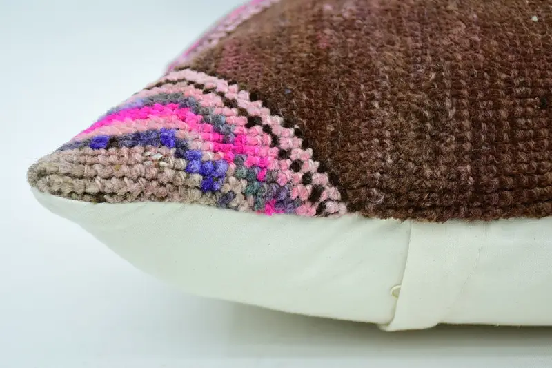 Neutral Cushion, Cushion, Handmade Kilim Cushion, Kilim Pillow, Boho Pillow Sham Cover, 18x18 Brown Cushion, Cozy Throw Cushion Case - 5