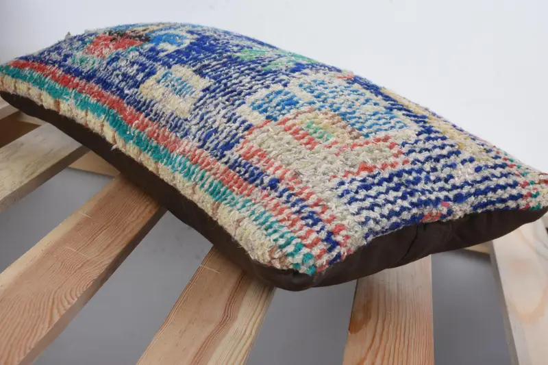Sala de almohada, funda de almohada de sillón, caja de almohada anatoliana, almohada de regalo, cubierta de simulación de almohada boho, caja de almohada azul 8x16, almohada turca - 6