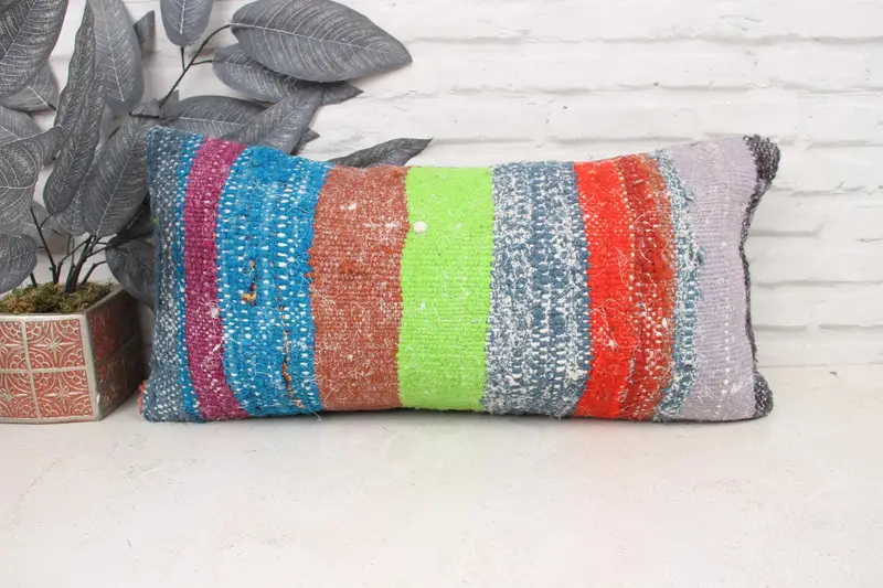 Interior Designer Pillow, Kilim Pillow, Home Decor Pillow, 12x24 Green Pillow Sham, Pillow, Retro Pillow, Outdoor Patio Pillow Sham - 1