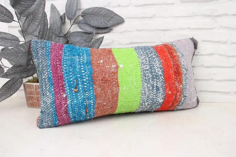 Interior Designer Pillow, Kilim Pillow, Home Decor Pillow, 12x24 Green Pillow Sham, Pillow, Retro Pillow, Outdoor Patio Pillow Sham - 3