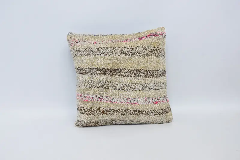 Boho Pillow Sham Cover, Vintage Kilim Pillow, Pillow, Pillow for Couch, Traditional Pillow Cover, 16x16 Yellow Pillow Case - 1
