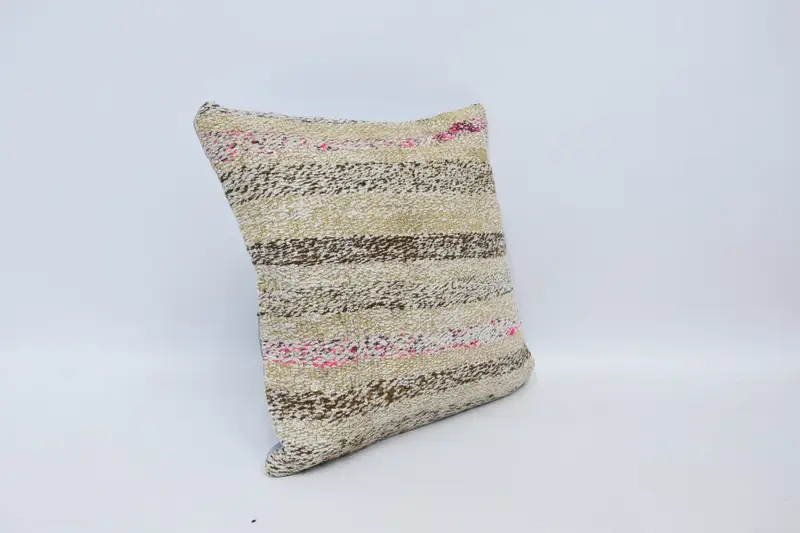 Boho Pillow Sham Cover, Vintage Kilim Pillow, Pillow, Pillow for Couch, Traditional Pillow Cover, 16x16 Yellow Pillow Case - 3