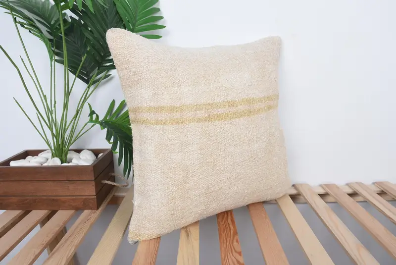 Handmade Kilim Cushion, Anatolian Cushion Case, Home Decor Pillow, Gift Pillow, 20x20 Beige Cushion Cover, Wholesale Pillow, Cushion Cover - 4