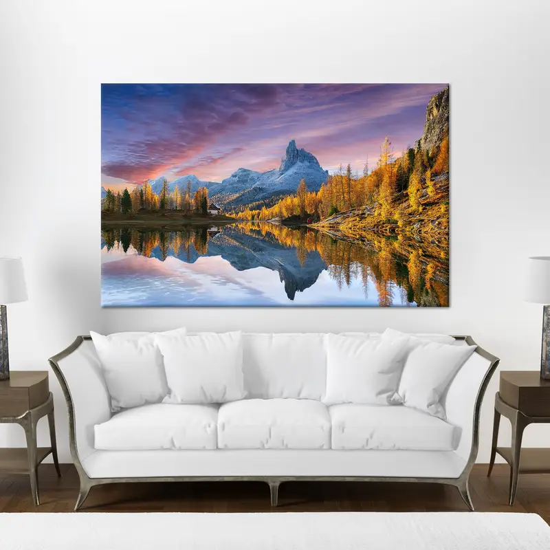 Zarif Gün Batımı Orman Kanvas Tablo: Doğanın Sonbahar Manzarası Kanvas Tablo