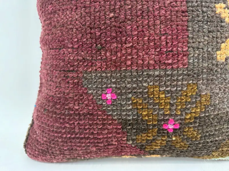 Kilim Rug Pillow, Pillow for Couch, Pillow Cover, Boho Pillow Sham Cover, Interior Designer Pillow, Farmhouse Pillow Case, 16x16 Pink Pillow Sham - 2