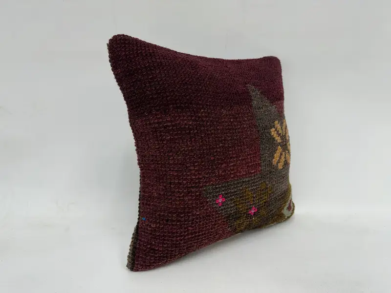 Kilim Rug Pillow, Pillow for Couch, Pillow Cover, Boho Pillow Sham Cover, Interior Designer Pillow, Farmhouse Pillow Case, 16x16 Pink Pillow Sham - 3