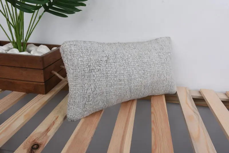 Handmade Kilim Cushion, Antique Pillows, Pillow for Sofa, Pillow Case, Sofa Bolster Pillow Case, Lounge Throw Pillow Case, 8x16 Gray Pillow - 4