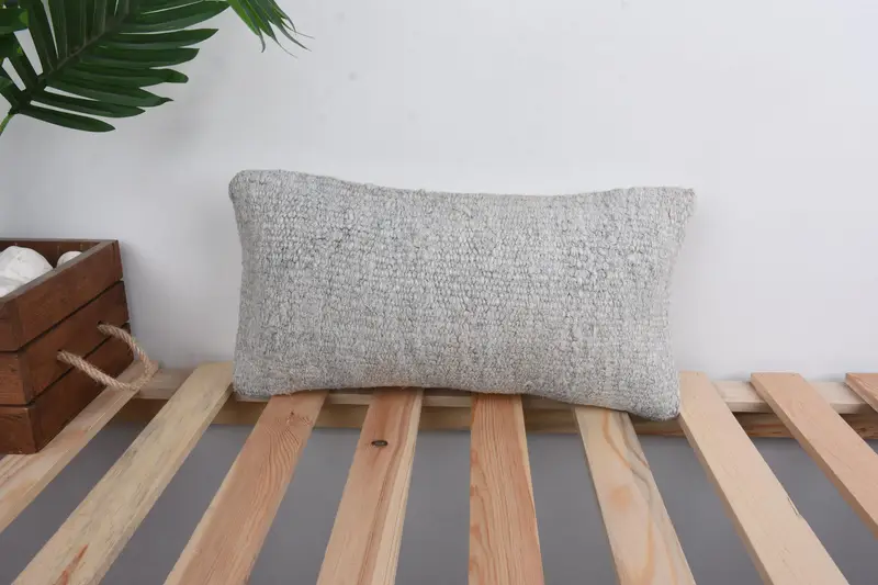 Handmade Kilim Cushion, Antique Pillows, Pillow for Sofa, Pillow Case, Sofa Bolster Pillow Case, Lounge Throw Pillow Case, 8x16 Gray Pillow - 1
