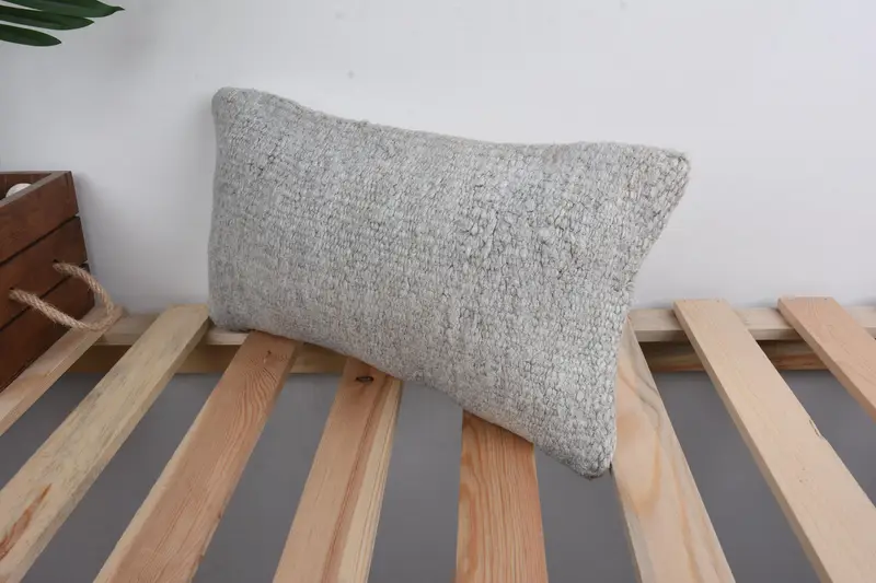 Handmade Kilim Cushion, Antique Pillows, Pillow for Sofa, Pillow Case, Sofa Bolster Pillow Case, Lounge Throw Pillow Case, 8x16 Gray Pillow - 5