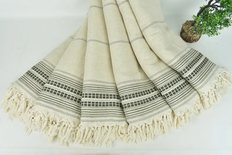 96x94 Linen Striped Towel, Custom Blanket, Beach Bachelorette Party Decorations, Welcome Wedding Gift, Custom Wedding Gifts, Bedspread - 4