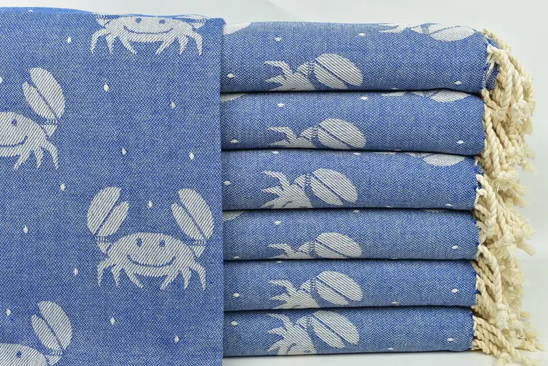 Gift For Bride, Turkish hand towel, Bridesmaid Gift, 68x40 Cotton Crab Design Towel, Friends Beach Towel, Bachelorette Beach Towel, Custom Gift - 1