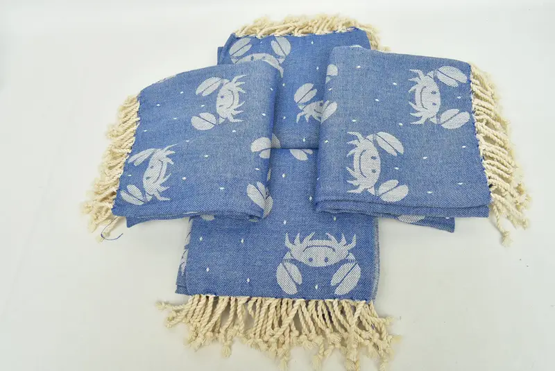Gift For Bride, Turkish hand towel, Bridesmaid Gift, 68x40 Cotton Crab Design Towel, Friends Beach Towel, Bachelorette Beach Towel, Custom Gift - 6