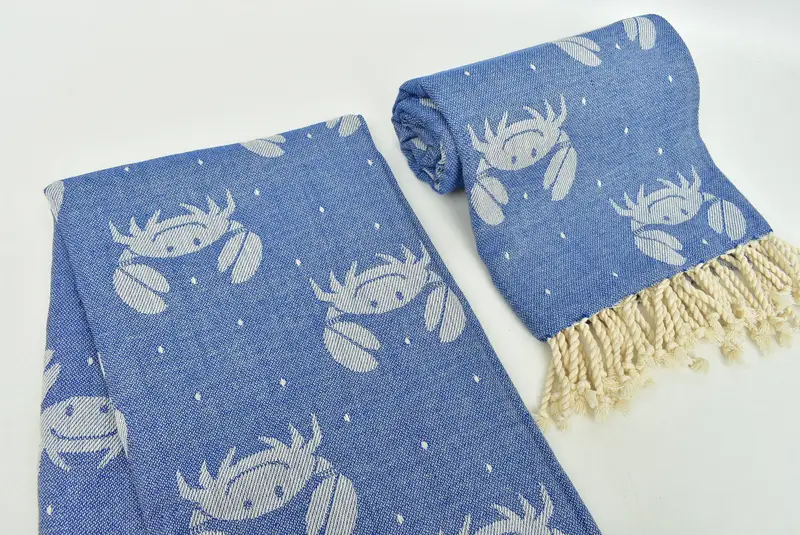 Gift For Bride, Turkish hand towel, Bridesmaid Gift, 68x40 Cotton Crab Design Towel, Friends Beach Towel, Bachelorette Beach Towel, Custom Gift - 7