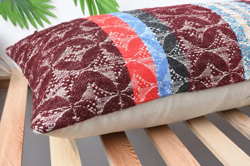 Home Decor Pillow, Pillow Case, Vintage Kilim Pillow, Boho Pillow, Luxury Pillow, Decorative Bolster Cushion, 16x48 Red Cushion Case - 6