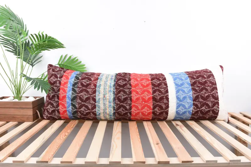 Home Decor Pillow, Pillow Case, Vintage Kilim Pillow, Boho Pillow, Luxury Pillow, Decorative Bolster Cushion, 16x48 Red Cushion Case - 1