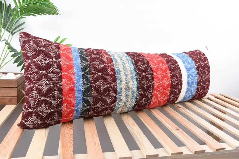 Home Decor Pillow, Pillow Case, Vintage Kilim Pillow, Boho Pillow, Luxury Pillow, Decorative Bolster Cushion, 16x48 Red Cushion Case - 4