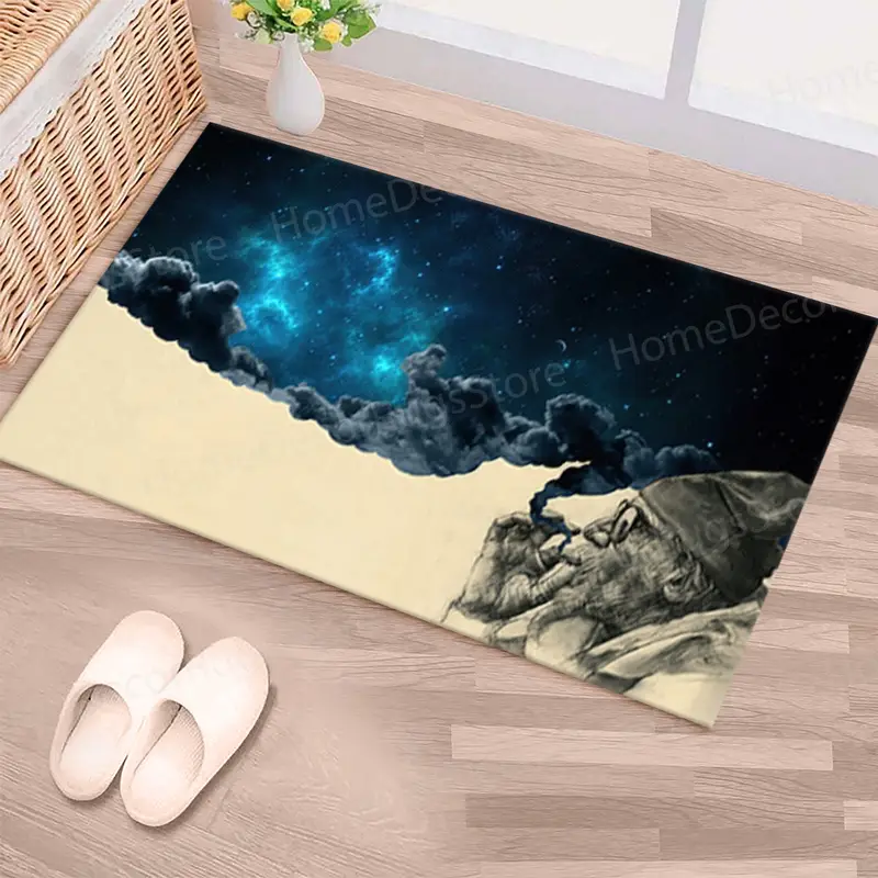 スモーキングオールドマン星空プリントラグ、現代的な空間デザイン