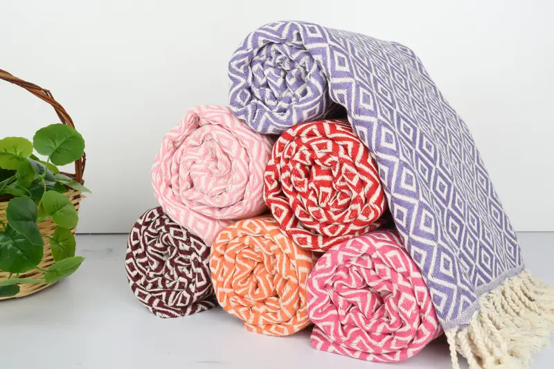 Luxury towel, Turkish Towel Set, Summer Gift Ideas, Bachelor Gifts, 70x40 Cotton Diamond Towel, Wedding Day Gift For Bride, Large Turkish Towel - 5