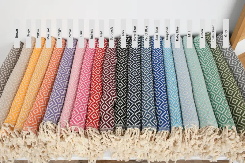 Luxury towel, Turkish Towel Set, Summer Gift Ideas, Bachelor Gifts, 70x40 Cotton Diamond Towel, Wedding Day Gift For Bride, Large Turkish Towel - 1