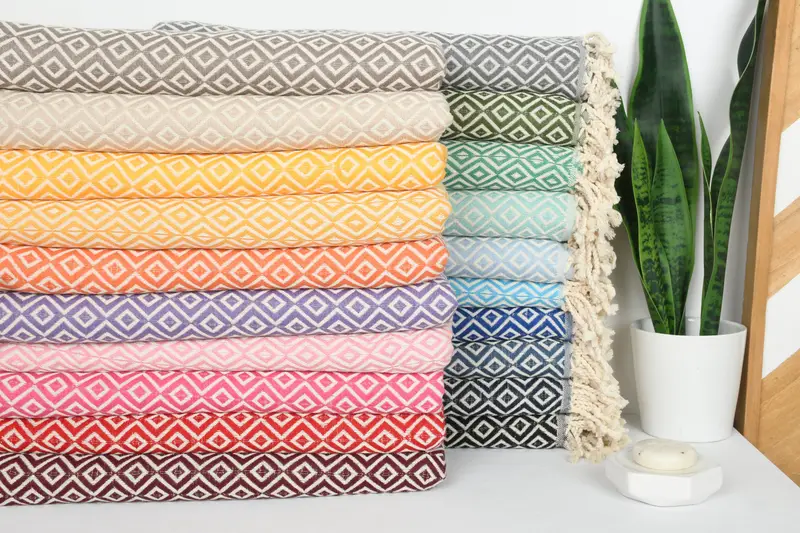Luxury towel, Turkish Towel Set, Summer Gift Ideas, Bachelor Gifts, 70x40 Cotton Diamond Towel, Wedding Day Gift For Bride, Large Turkish Towel - 2
