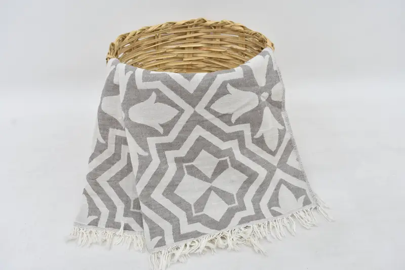 Turkish Hand Towel Monogrammed Brown Tulip Pattern, 40x24 Inches