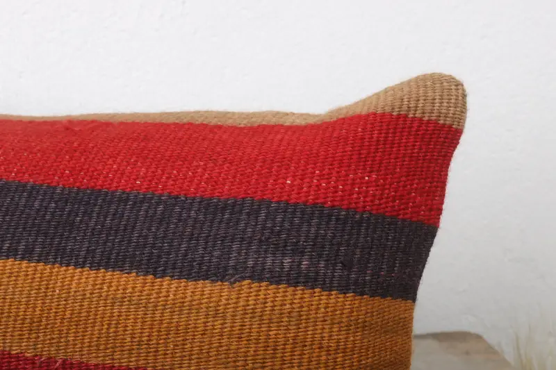 Boho Pillow Sham Cover, 12x24 Red Cushion Case, Ethnical Kilim Rug Pillow, Interior Designer Pillow, Custom Cushion Case, Pillow Case - 5
