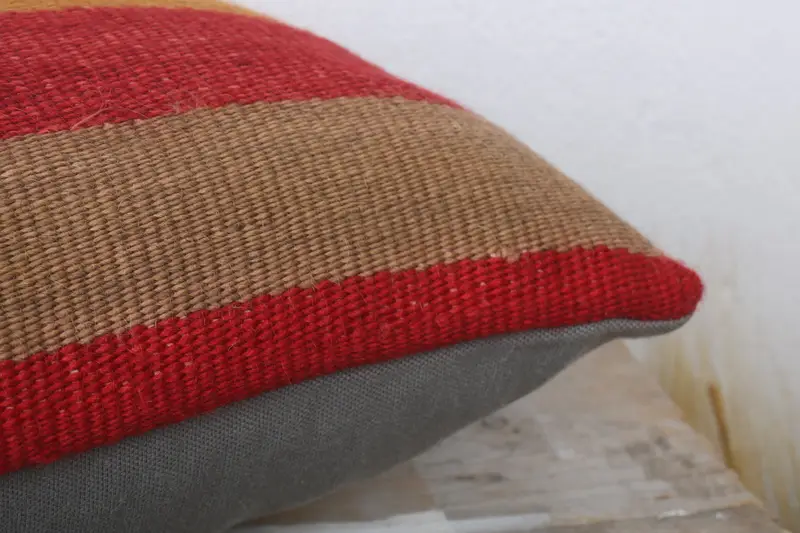 Boho Pillow Sham Cover, 12x24 Red Cushion Case, Ethnical Kilim Rug Pillow, Interior Designer Pillow, Custom Cushion Case, Pillow Case - 6