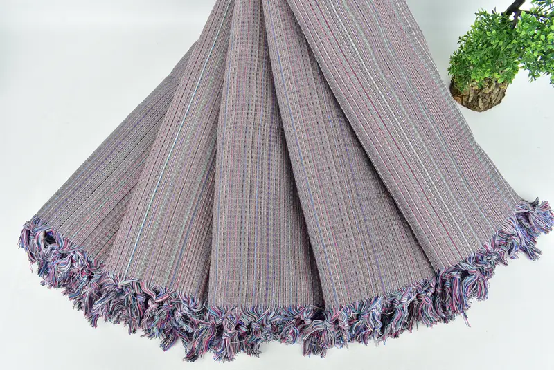 Bedspread, Turkish Blanket, 92x88 Cotton Geometric Towel, Personalized Gifts, Decorative Bedspread, Bachelor Gift, Wedding Hand Made Gift - 4