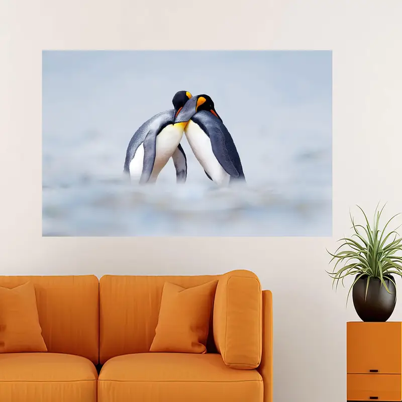 Elegant Penguin Printed Glass: Winter Love in Every Sip