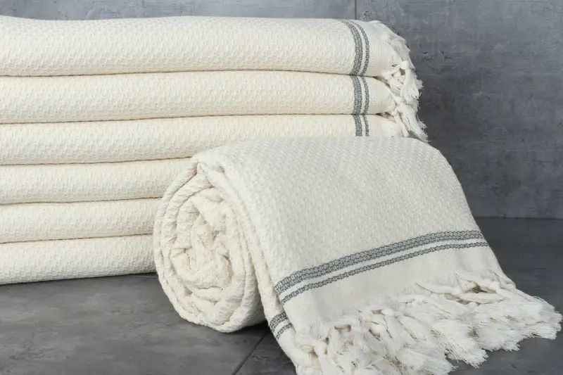 94x92 Cotton Striped Towel, Home Decor Blankets, Bridal Shower Gift, Best Wedding Gift, Tablecloth, Boho Throw Blankets, Organic Beach Blanket - 2