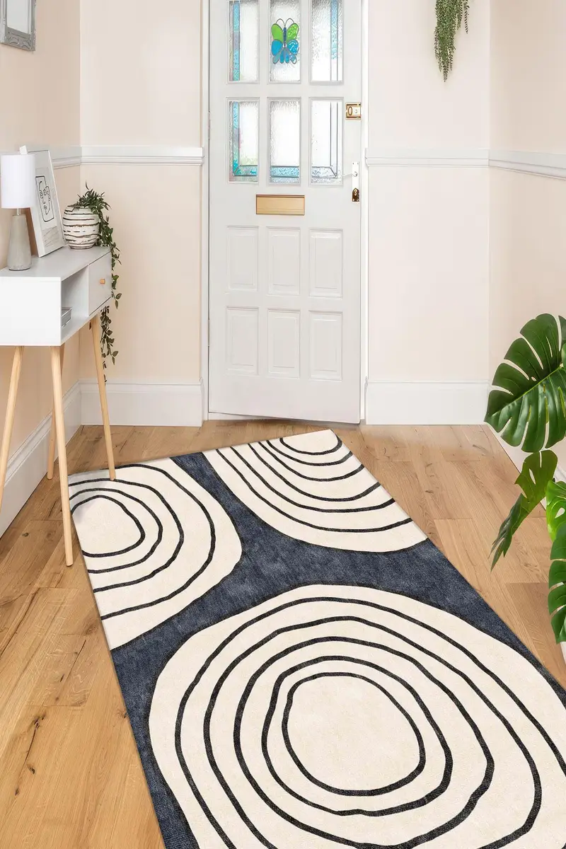 エレガントなプリントラグ：モダンな空間のためのTılsım Kadifeデザイン