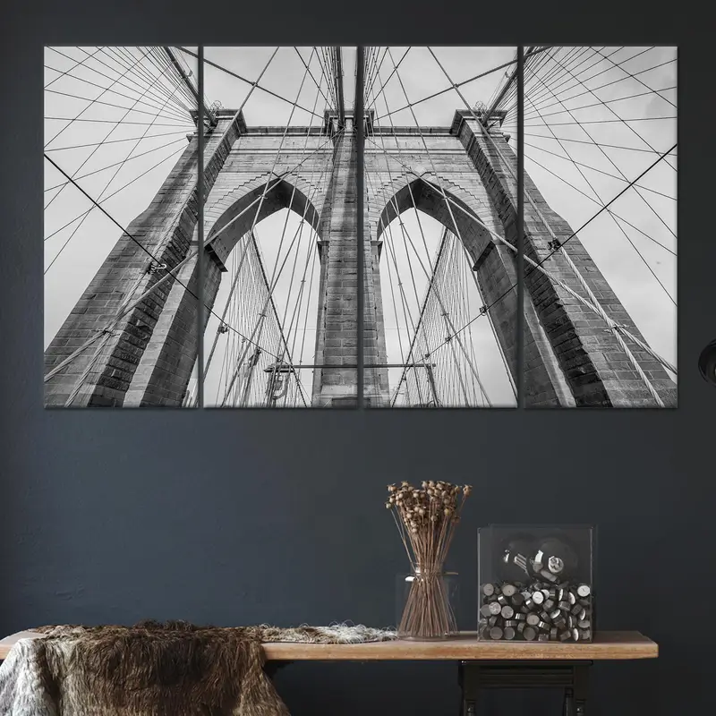 Zarif Brooklyn Köprüsü Ofis Dekoru için Kanvas Tablo