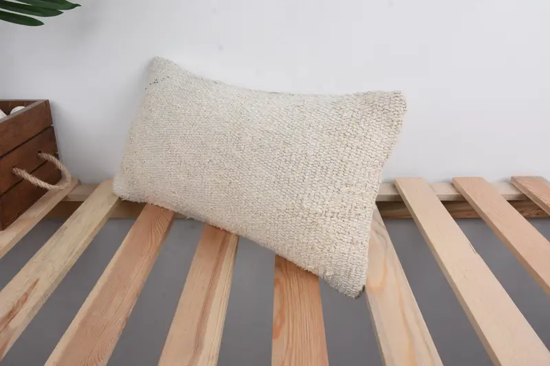Pillow Sham, Kilim Rug Cushion, Vintage Pillow, 8x16 Beige Cushion Cover, Kilim Cushion Sham, Ottoman Pillow Case, Boho Pillow Sham Cover - 5