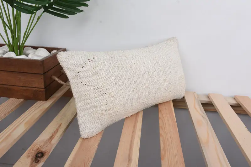 Pillow Sham, Kilim Rug Cushion, Vintage Pillow, 8x16 Beige Cushion Cover, Kilim Cushion Sham, Ottoman Pillow Case, Boho Pillow Sham Cover - 4