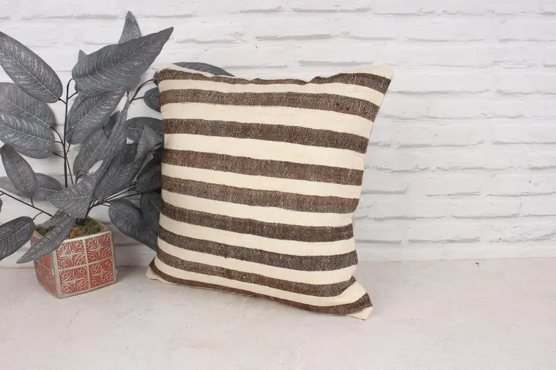18x18 Brown Pillow Case, Meditation Cushion, Designer Throw Cushion Cover, Gift Pillow, Pillow, Vintage Kilim Throw Pillow, Boho Pillow Sham Cover - 4
