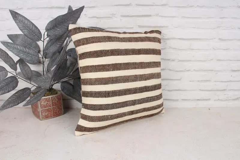 18x18 Brown Pillow Case, Meditation Cushion, Designer Throw Cushion Cover, Gift Pillow, Pillow, Vintage Kilim Throw Pillow, Boho Pillow Sham Cover - 3