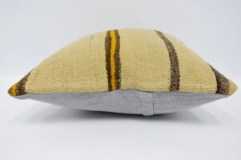 Luxury Pillow Case, 16x16 Beige Cushion Case, Art Deco Cushion Case, Pillow Case, Handmade Kilim Cushion, Interior Designer Pillow, Boho Pillow - 5