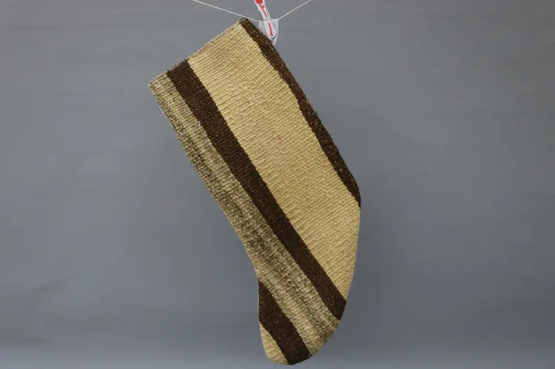 Brown & Beige Christmas Ornaments Stocking, Festive Holiday Decor
