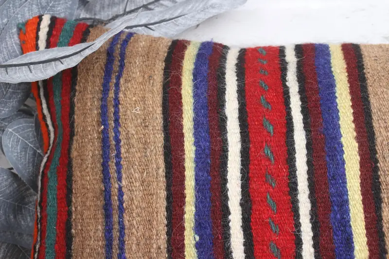 Bolster Throw Pillow Sham, 12x20 Red Cushion Case, Oriental Cushion Case, Boho Pillow, Kilim Pillow, Cushion, Vintage Kilim Pillow - 2