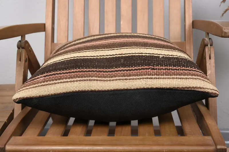 Handmade Kilim Cushion, Kilim Pillow, Cushion Case, Gift Pillow, Sofa Cushion Case, Vintage Pillow Case, 18x18 Brown Cushion Cover - 5
