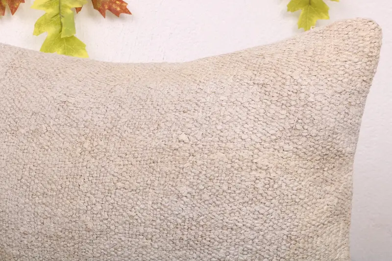 Turkish Pillow, Vintage Kilim Throw Pillow, Nomadic Cushion Cover, Cushion Case, Patio Cushion Case, 16x24 Beige Pillow Sham, Turkish Kilim Pillow - 5