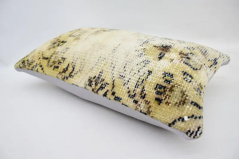 Kilim Rug Pillow Sham, Pillow for Couch, Pillow Case, 12x20 Beige Cushion Cover, Vintage Cushion Case, Vintage Pillow, Throw Kilim Pillow - 5
