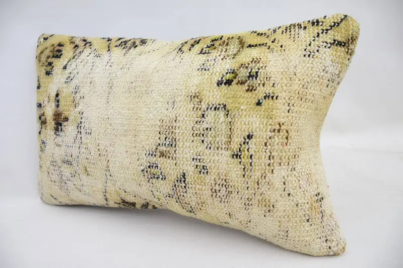 Kilim Rug Pillow Sham, Pillow for Couch, Pillow Case, 12x20 Beige Cushion Cover, Vintage Cushion Case, Vintage Pillow, Throw Kilim Pillow - 3