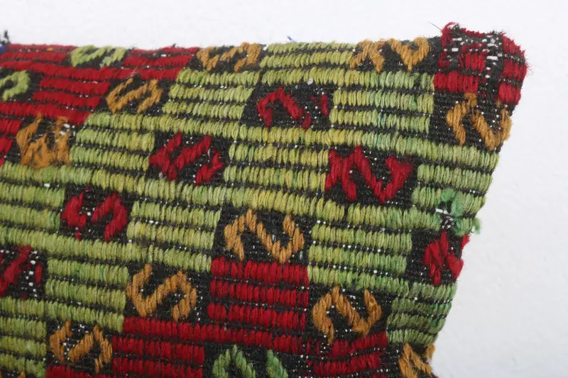Pillow Cover, Vintage Pillow, Vintage Throw Pillow Cover, Nomadic Cushion, Turkish Kilim Pillow, Throw Kilim Pillow, 12x20 Green Cushion - 5